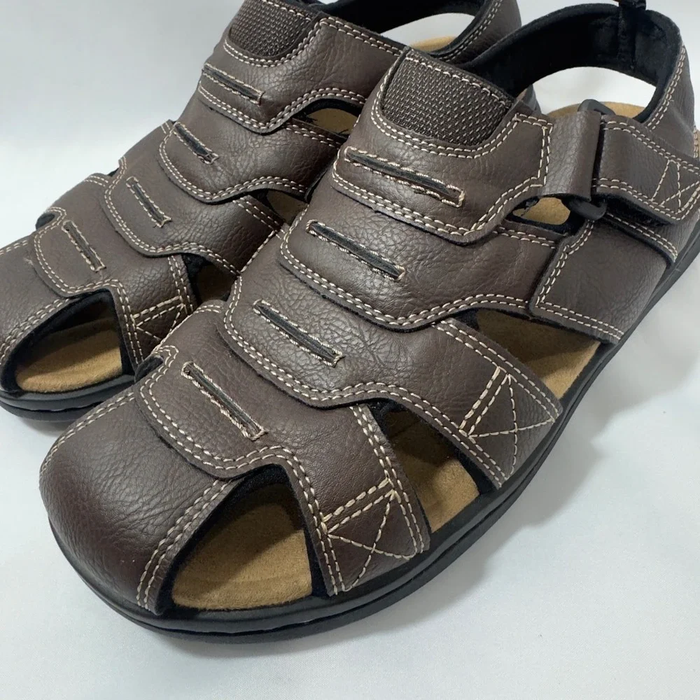 Dockers Mens Fisherman Sandals Brown Adjustable Strap MemoryFoam Comfort Size 8M